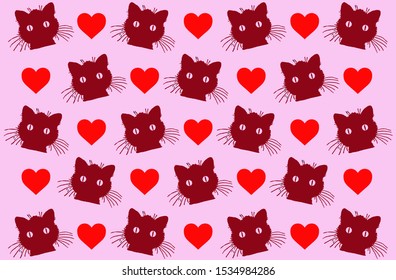 Cat Pattern Vector Design with Pink Background