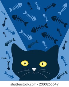 Cat pattern vector illustration. Black cat vector design