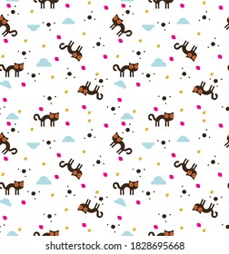 Cat patterns Halloween cats seamless texture flat vector image