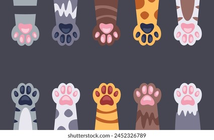 Gato paw animal pet lindo concepto de gatito. Ilustración de Diseño gráfico plano de Vector