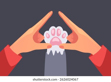Cat paw animal pet cute kitty concept. Vector flat graphic design illustration