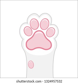 Cat paw background, kitten flat design, prints, cartoon, cute cat foot wallpaper vector illustration