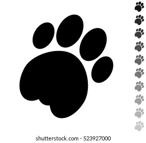 Cat paw - black vector icon and ten icons in  shades of grey