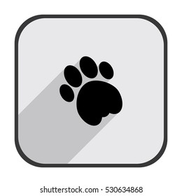 Cat paw - black vector icon with  long shadow