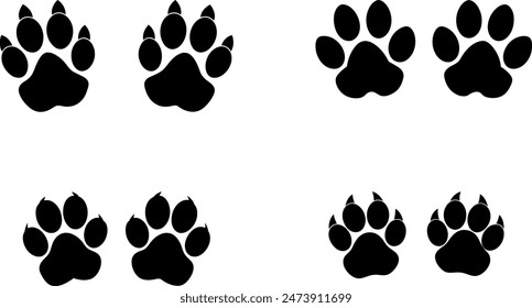         Cat paw both foot prints vector illustration.
