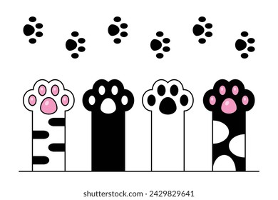 Cat paw. Cats Pet paw print. Flat style. Isolated on white background