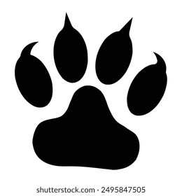 cat paw with claws icon in grey scale isolated on white background.