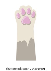Cat paw. Cute cartoon domestic animal foot isolated on white background. Furry kitten paw. Footprint icon