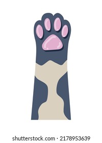Cat paw. Cute cartoon domestic animal foot isolated on white background. Furry kitten paw. Footprint icon