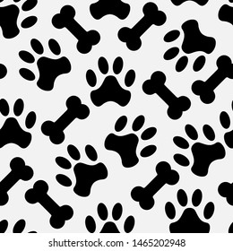 Cat paw and dog bone seamless vector pattern