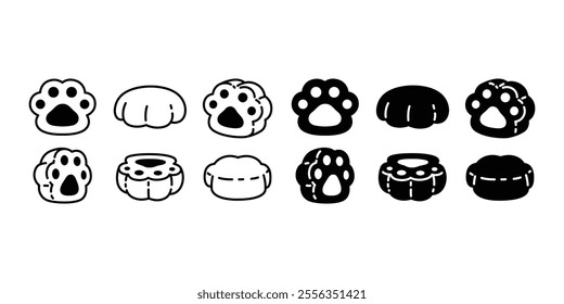 cat paw dog footprint icon vector kitten french bulldog bear pet cartoon logo symbol character french bulldog illustration doodle design clip art