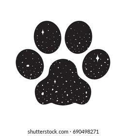 Cat Paw. Dog Paw. kitten. night sky space vector illustration doodle