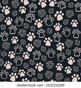 Cat Paw Dog Paw kitten vector Seamless Pattern wallpaper background