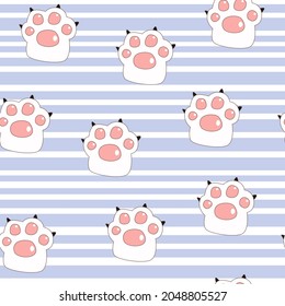 Cat Paw Dog Paw vector doodle Seamless Pattern wallpaper background