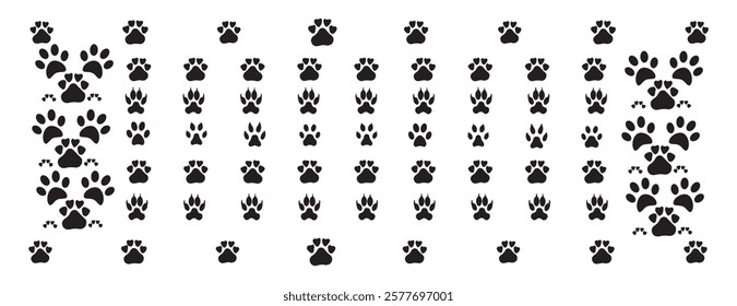 Cat Paw Dog Paw vector icon illustration. Different animal paw. Paw Prints. Black. Dog, puppy 