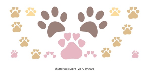 Cat Paw Dog Paw vector icon illustration. Different animal paw. Paw Prints. Black. Dog, puppy 