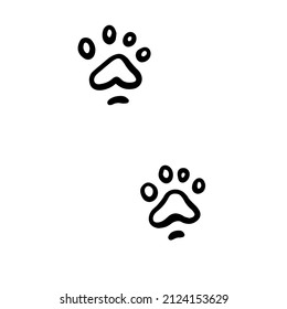 Cat paw. Doodle black line sketch art icon. Cute cartoon kids design. Outline drawing logo minimal style.