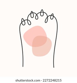 Cat paw footprint continuous line icon.Foot silhouette.Veterinary,animal protection concept.Modern style linear logo