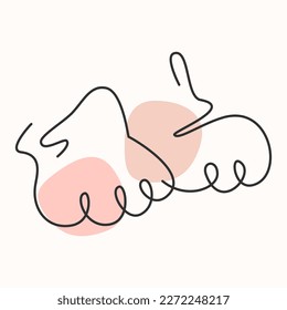 Cat paw footprint continuous line icon.Foot silhouette.Veterinary,animal protection concept.Modern style linear logo