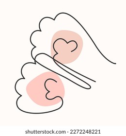 Cat paw footprint continuous line icon.Foot silhouette.Veterinary,animal protection concept.Modern style linear logo