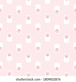Cat paw footprint seamless background repeating pattern, wallpaper background, cute seamless pattern background