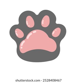 Cat paw footprint. Stripes, claws, cute cat leg, fur. Cartoon hand-drawn vector isolated on white