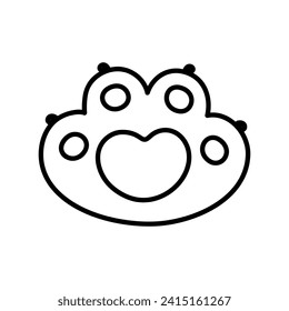 Cat paw with heart. Heart on animal paw. Cute Cat Paw. Concept of Love for Animals, Animal Clinic. Vector illustration in doodle style