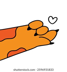 Cat paw with heart, vector illustration 