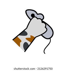 Cat paw hold mouse. Playing with toy and hunting pet. Healthy and active animal. Cartoon illustration