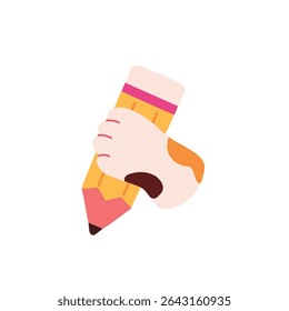 Cat paw holding pencil writing illustration