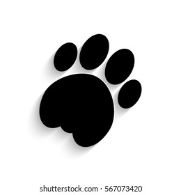 Cat paw icon - black vector illustration with  shadow