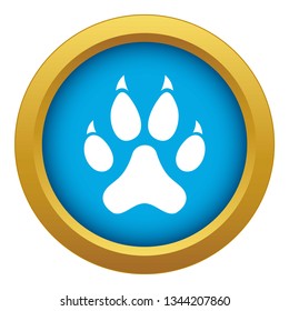 Cat paw icon blue vector isolated on white background for any design
