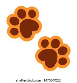 Cat paw icon. Cartoon animal logotype. Foot print illustration.