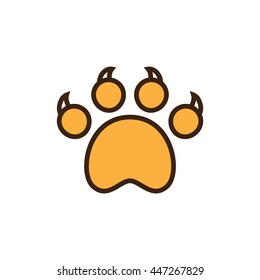 Cat paw icon in flat icon