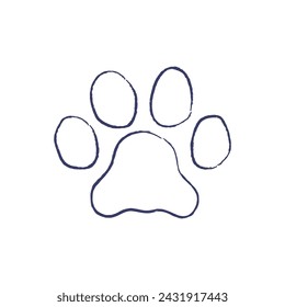 Cat paw icon. Outline hand drawn footprint pet. Isolated Vector drawing