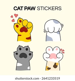 Cat Paw Icons, Playful Stickers, Cute Animals