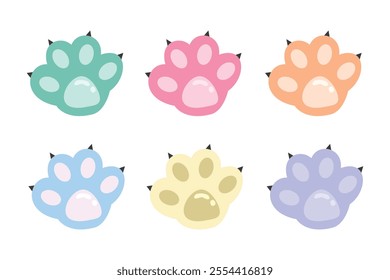 Cat Paw Illustration Element Set. Hand drawn cute animal footprints. Suitable for flat design illustration, clip art, stickers, etc