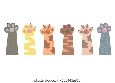 Cat Paw Illustration Element Set. Hand drawn cute animal footprints. Suitable for flat design illustration, clip art, stickers, etc