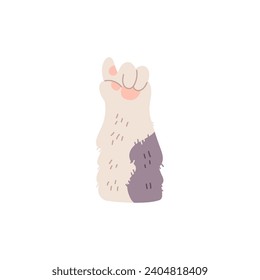 Cat paw with index finger up. Funny animal hands gestures. Hand drawn isolated vector illustration.