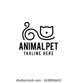 cat paw logo design. cat and paw vector illustration for pet company graphic template