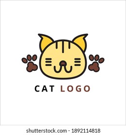 cat with paw logo vector illustratioin
