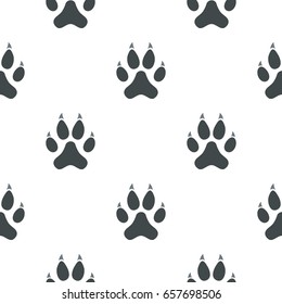 Cat paw pattern seamless background in flat style repeat vector illustration