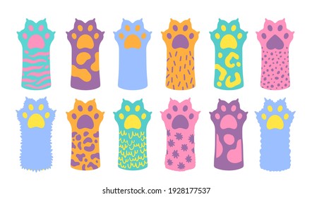 Cat paw pet animal cute.Kitten cartoon flat icon.Hand drawn doodle style.Vector illustration.