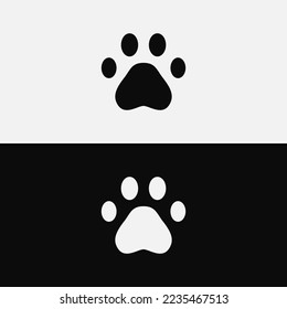 Cat paw. Pet logo silhouette. Animal symbol, paw icon black and white.