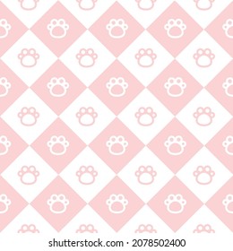 Cat Paw Pink Diamond Background Vector Illustration
