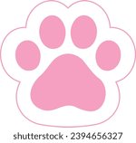 Cat paw in pink and white color cute icon.