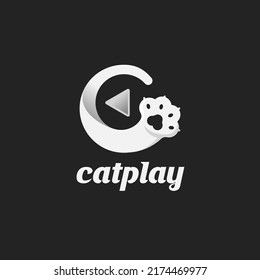 Cat Paw Play logo design template