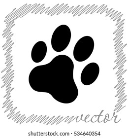 Cat paw print  black  vector icon