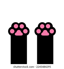 Cat paw print foot leg. Kitten footprint icon. Cute cartoon character body part silhouette. Pink black sign symbol. Pawprint. Baby pet collection. Love sign. Flat design. White background. Vector