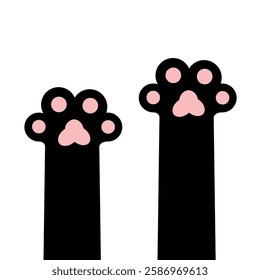 Cat paw print foot leg. Kitten footprint icon. Pawprint. Pink black sign symbol. Cute cartoon character body part silhouette. Baby pet collection. Love sign. Flat design. White background. Vector